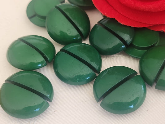 Lot 6 boutons vintage vert brillant 2,3 cm ou 23 mm pied ref  6248