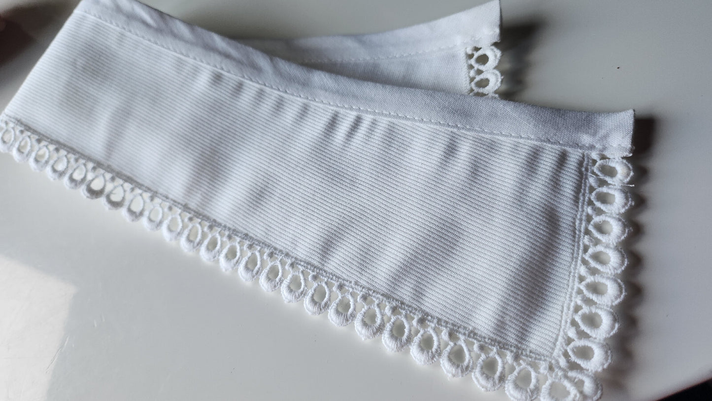 Ancien  col tissu blanc tramée  dentelle  vintage  B1-41