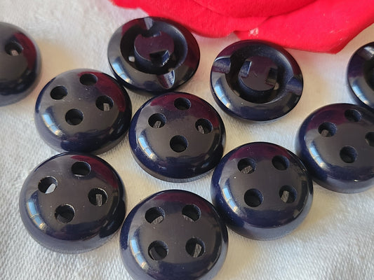 Lot 5  boutons vintage bleu bombé à pied 2,1 cm ref 2067