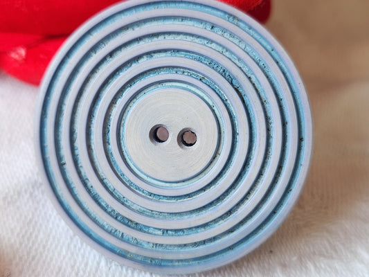 Gros bouton ancien spirale bleu trous  3,5 cm G17H