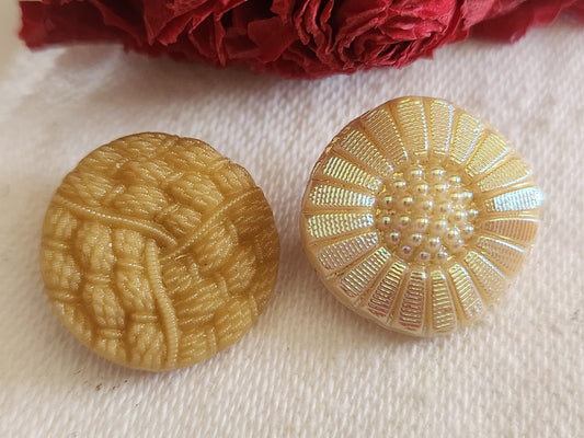 Duo boutons vintage en verre sable diamètre 1,7 cm G7G