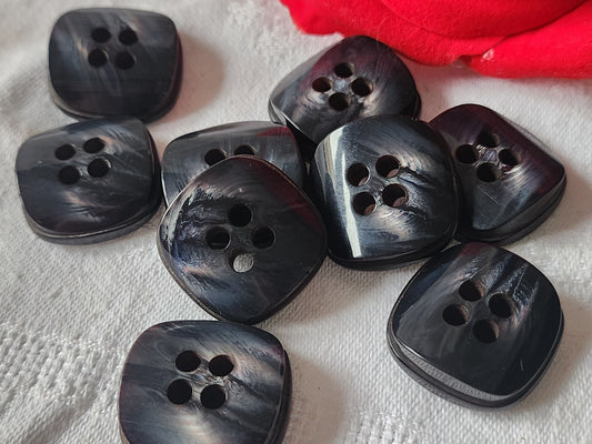 Lot 9 gros  boutons vintage bleu scintillant trous  2,5 cm ref 1565