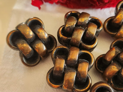 Lot 8 volumineux boutons vintage effet cuivré résine 2,4 cm ref 109