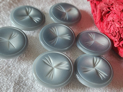 Lot 7 boutons vintage camaieu gris strié à pied 2,2 cm ref 4761