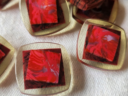 Lot 9 jolis boutons vintage rouge lie de vin pied 2,2 cm ref 2958