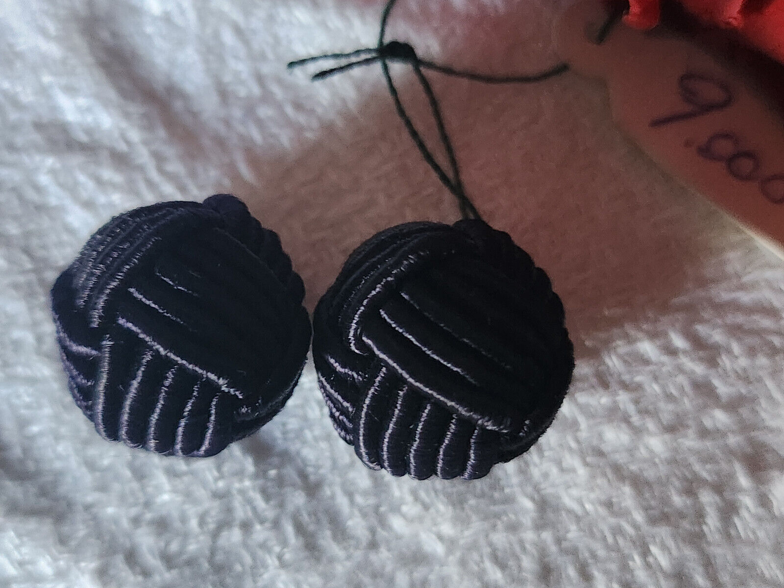 Duo boutons anciens  en passementerie boule bleu   1,5 cm D3F