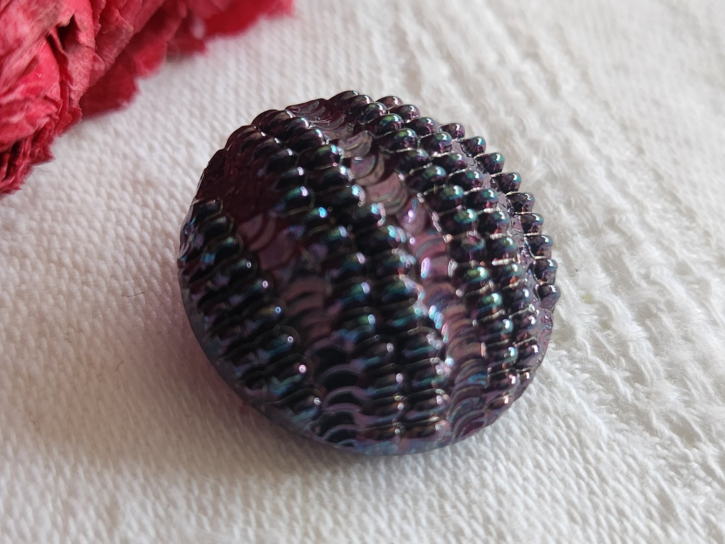 Bouton vintage en verre violet mordoré 2,2 cm G7J