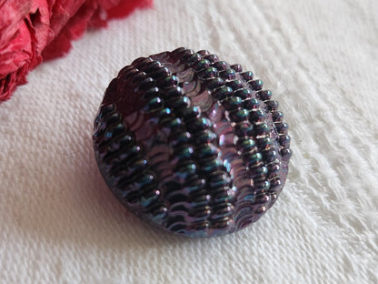 Bouton vintage en verre violet mordoré 2,2 cm G7J