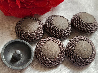 Lot 6 boutons vintage gris pourtour passementerie pied  2,1 cm ref 3495