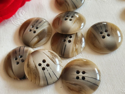 Lot 9 gros boutons vintage marron gris trous 27 mm ou  2,7 cm ref 6382