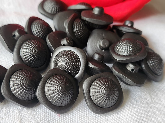 Lot 10 boutons vintage gris dome texturé pied 1,7 cm ref 3149
