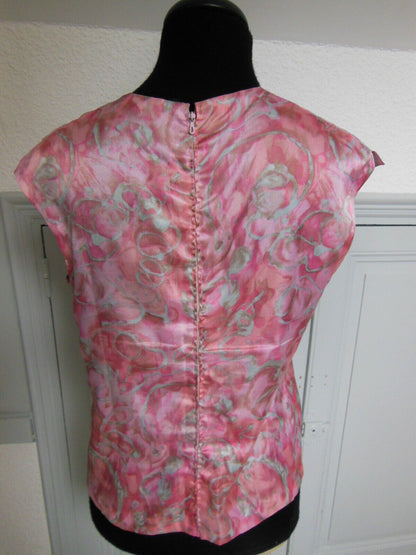 Pur vintage ancien haut débardeur satiné rose  taille 40 ? B7