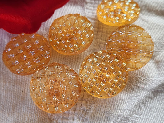 Lot 6 boutons vintage orange mordoré 2,1 cm ref 1930