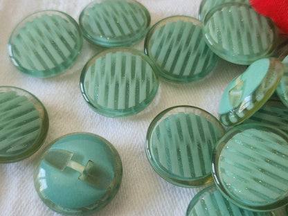 Lot 8  boutons vintage paillette bleu turquoise doré pied 1,9 cm ref 6112