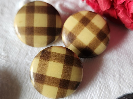 Trio  boutons anciens en celluloid  art deco beige marron  1,8 cm G13M