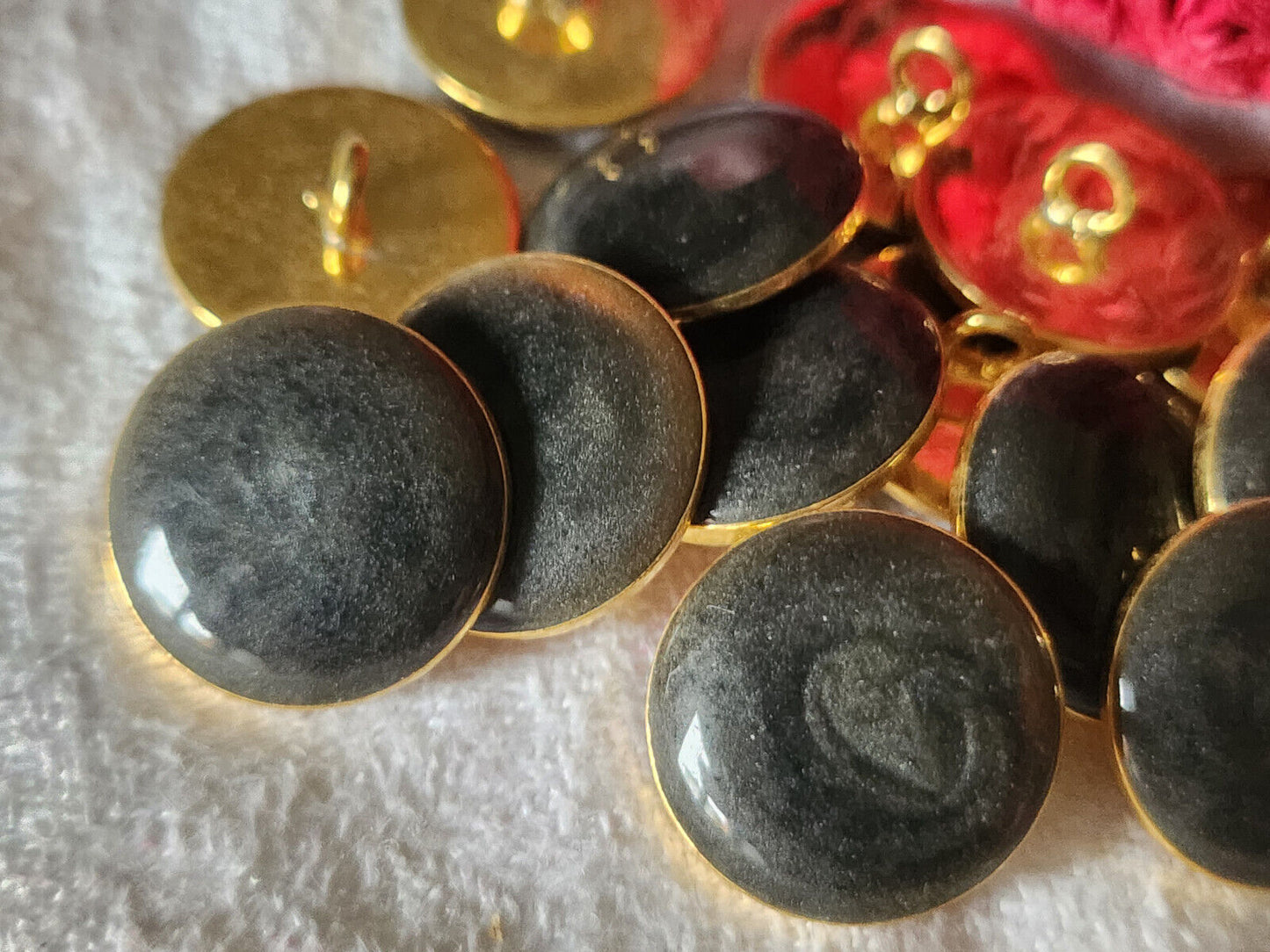 Lot 7 boutons vintage en métal coeur gris satiné à  pied 1,6 cm ref 4918