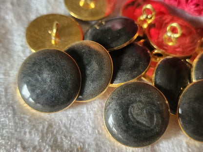 Lot 7 boutons vintage en métal coeur gris satiné à  pied 1,6 cm ref 4918