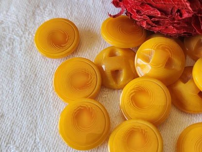 Lot 14 boutons vintage à pied orange veiné 1,5 cm ref 4897