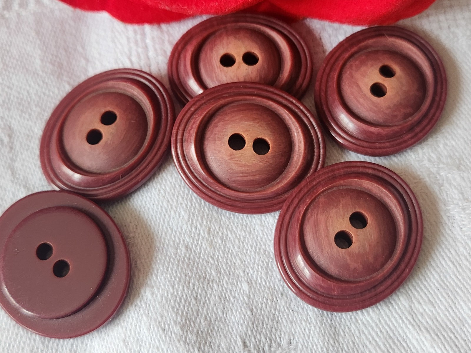 Lot 6 boutons vintage marron ovale  2,3 sur 2,6 cm ref 2449