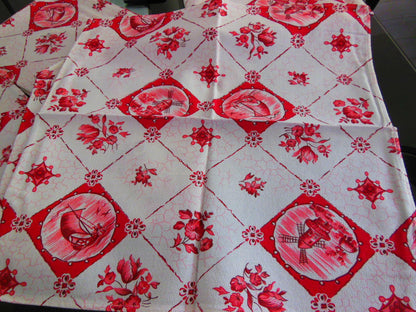 Nappe grande moulin champêtre rouge vintage serviette 2 mètres 90 B3