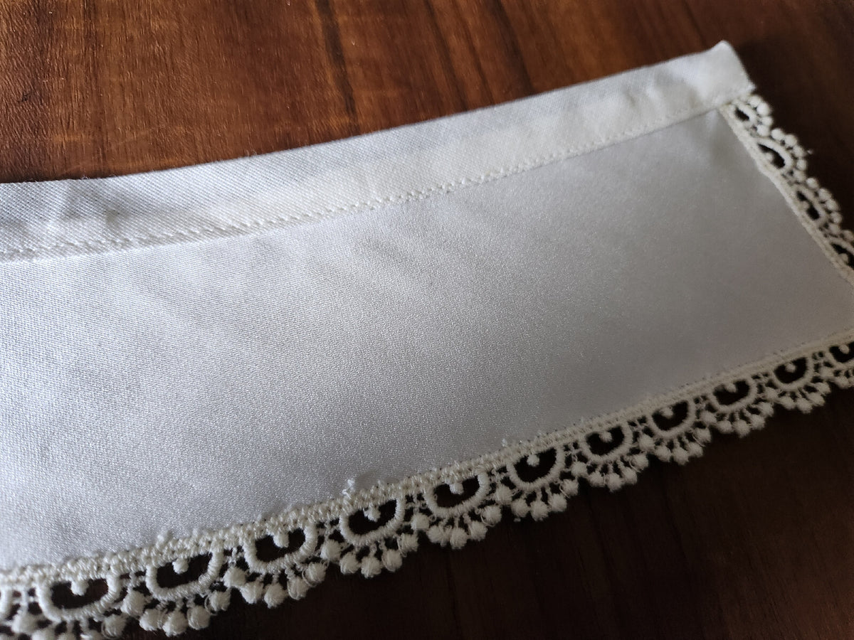 Ancien  col tissu satiné  dentelle  vintage  B1-73