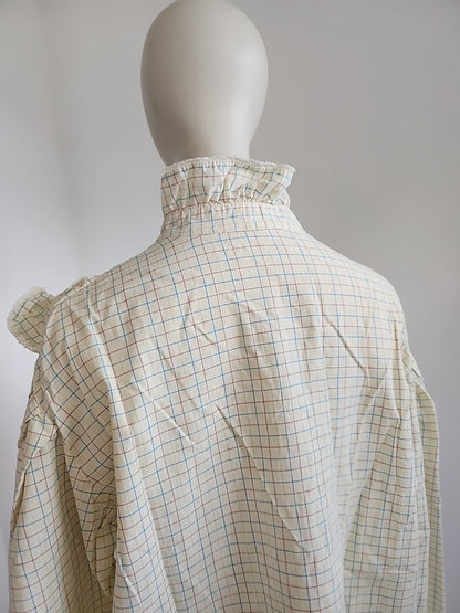 Pur vintage ancienne blouse haut manche jaune carreaux 42/44?   ref portant