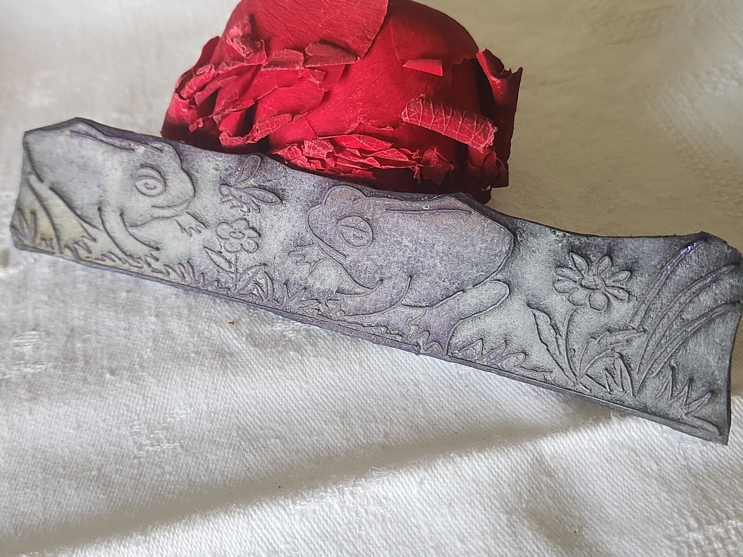 Tampon ancien sans support frise idéal broderie collection crapaud n°13