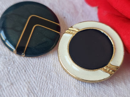 Duo boutons vintage en métal  2,3 cm et 2,4 cm D4B