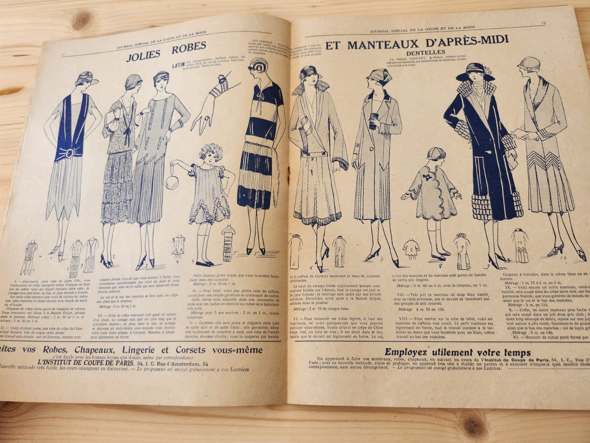 Journal de l'institut de coupe de paris année folle mode Mai 1926 patron