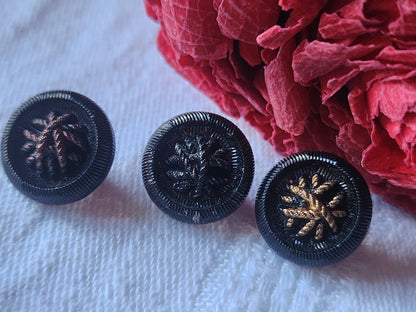 Trio jolis boutons anciens en verre panaché 1,3 cm D8D