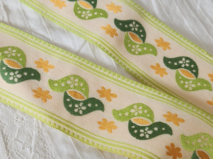 Large galon ancien vintage ideal torchon drap vert 4 m30 sur 5,4 cm A3