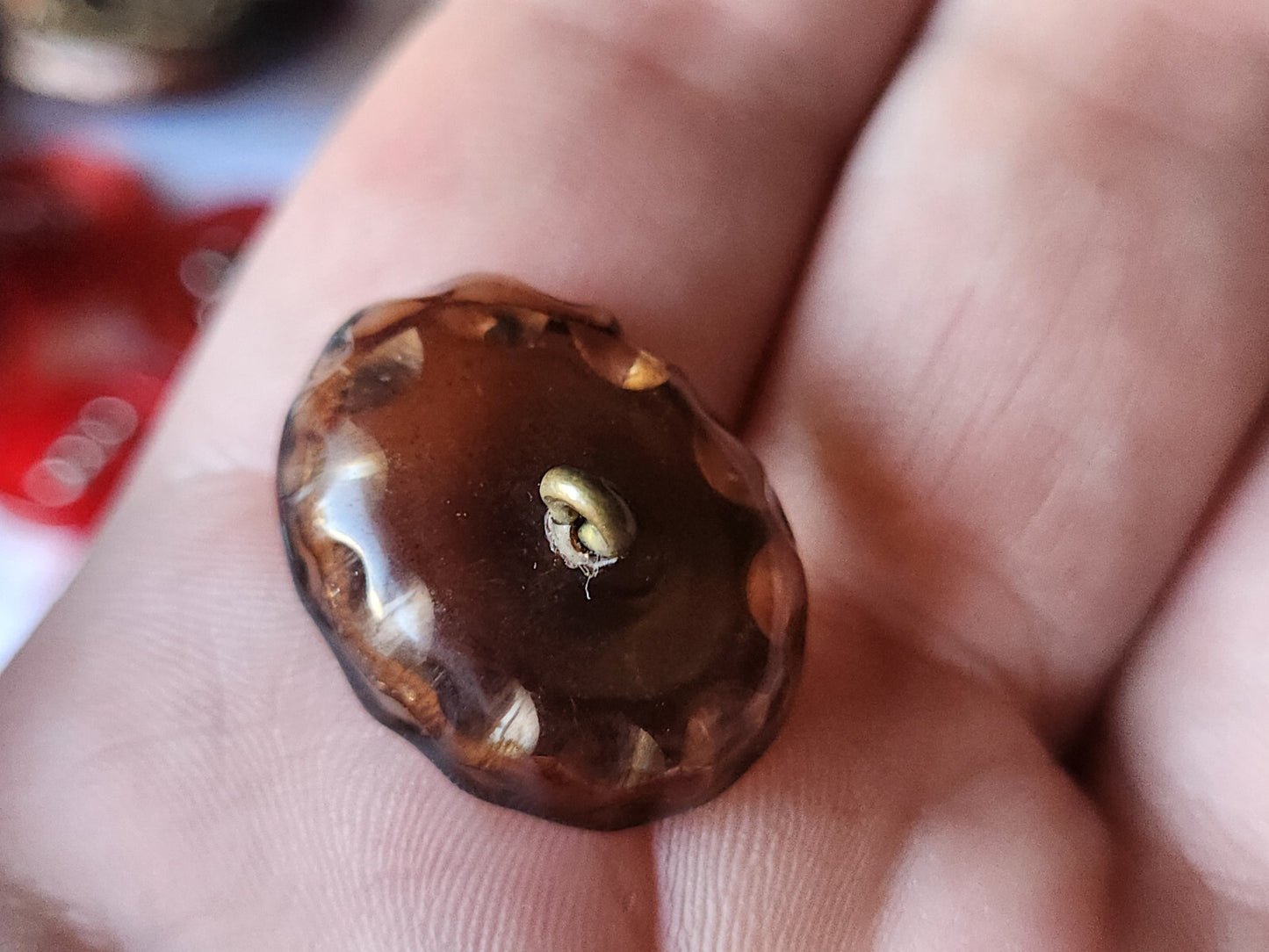 Collection  bouton vintage effet strass pied marron 1,8 sur 2,4 cm D17C