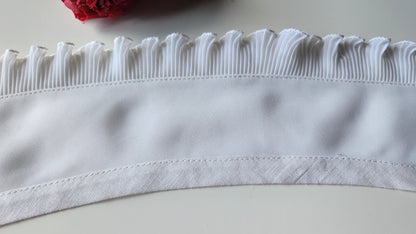 Ancien  col tissu ansparent pourtour plissé blanc froufrou vintage  B1-39