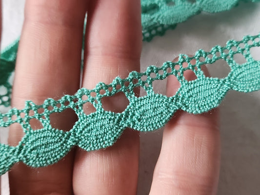 Dentelle galon vintage vert coton 3 métres  A2