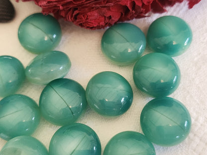 Lot 12  boutons vintage vert bleuté pied demi sphere 1,5 cm ref 5899