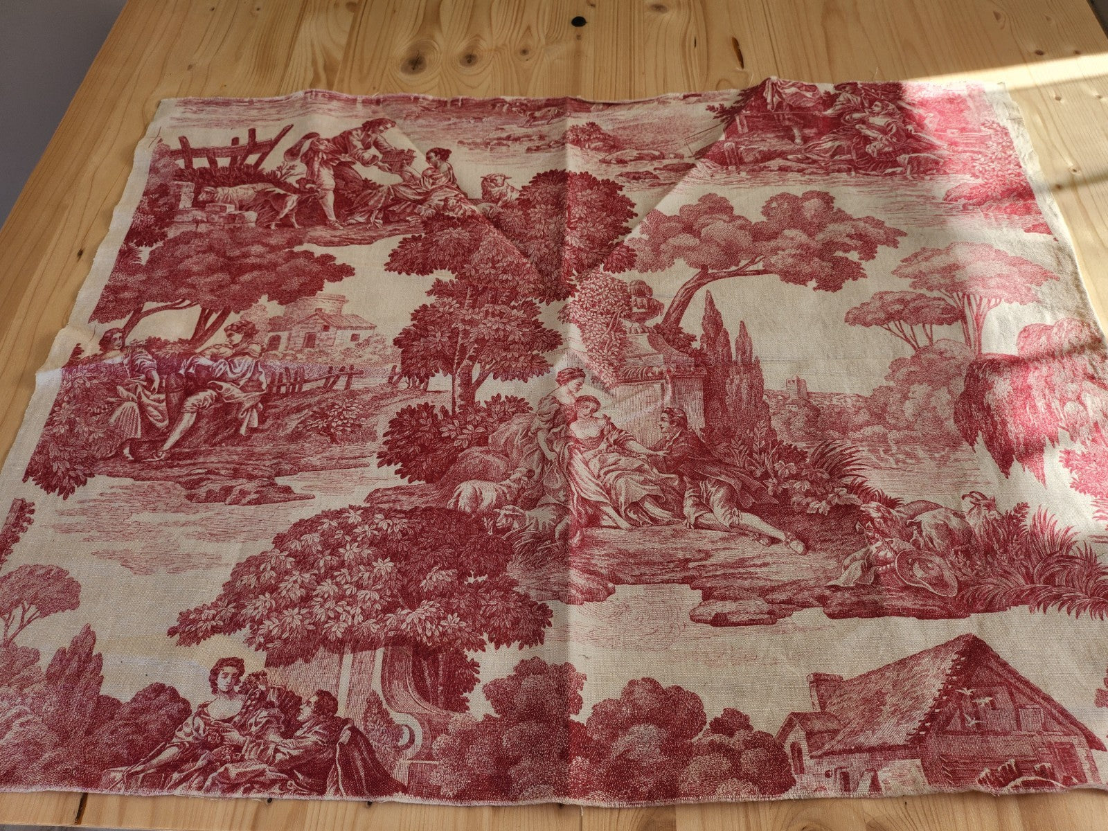 Ancien coupon de tissu toile de jouy "le printemps " d'aprés Boucher petit B6