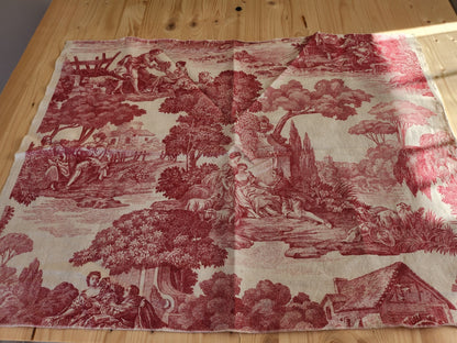 Ancien coupon de tissu toile de jouy "le printemps " d'aprés Boucher petit B6