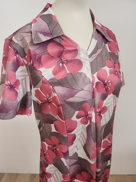 Pur vintage robe ancienne grosse fleur rose grise très légère 40 ? ref portant