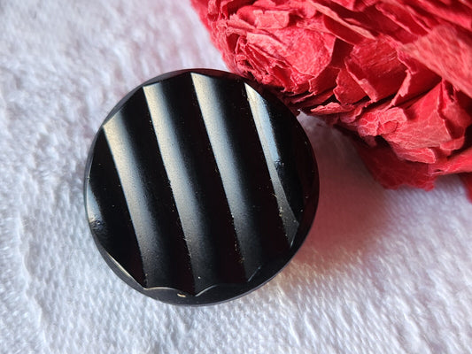 Gros bouton ancien en verre noir contraste mat lumineux 2,2 cm D9R