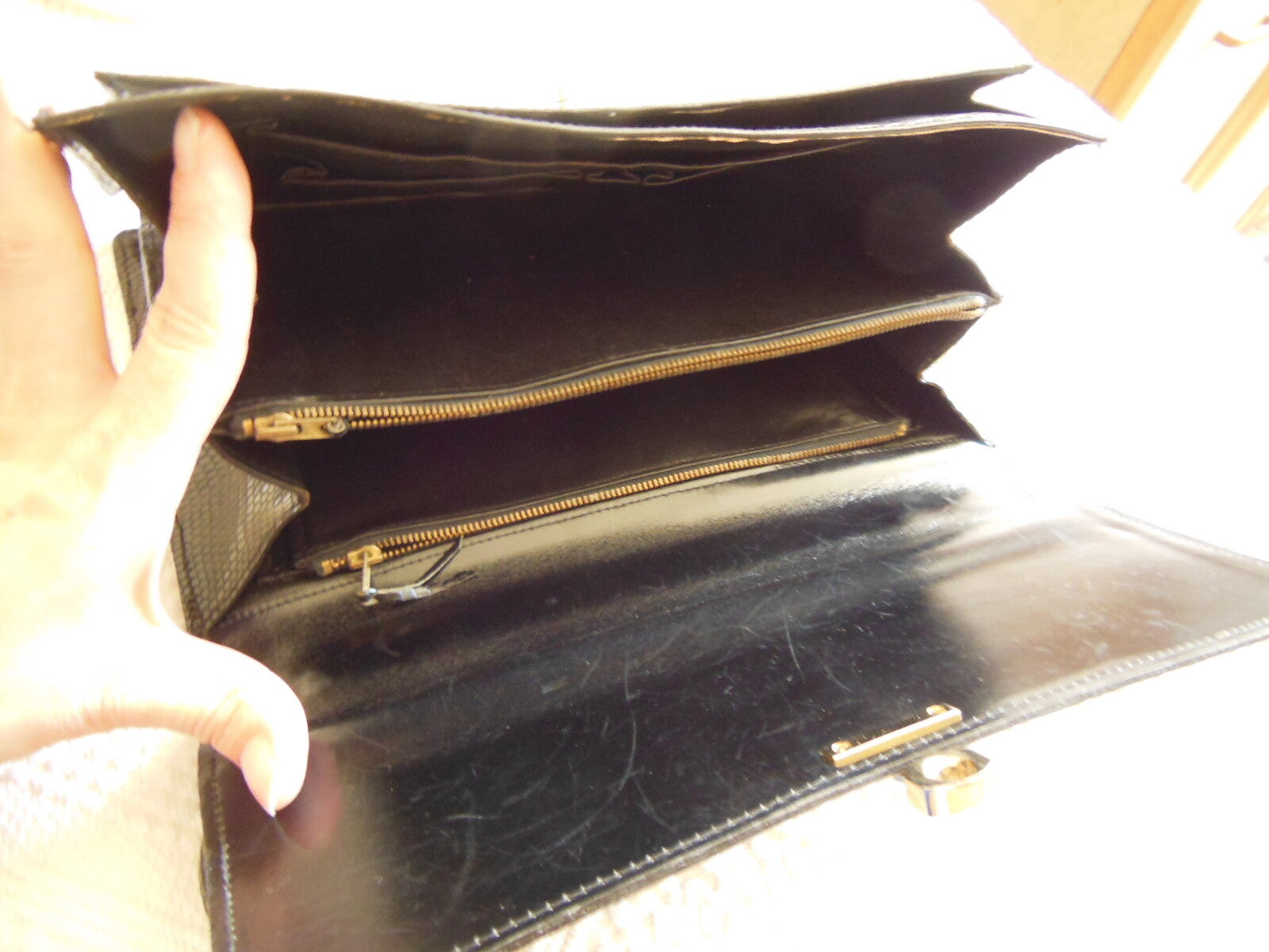 Ancien sac à main noir effet peau belle qualité noir sac besace