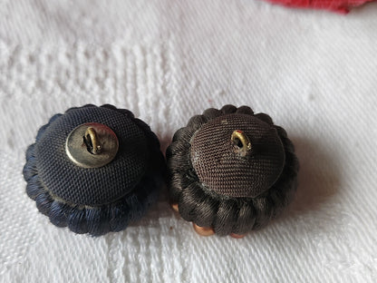Duo boutons anciens vintage passementerie  perlé 1,9 cm D2I