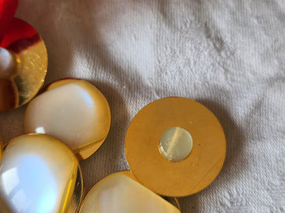 Lot 6 gros boutons vintage blanc reflet mordoré 2,5 cm ref 1220