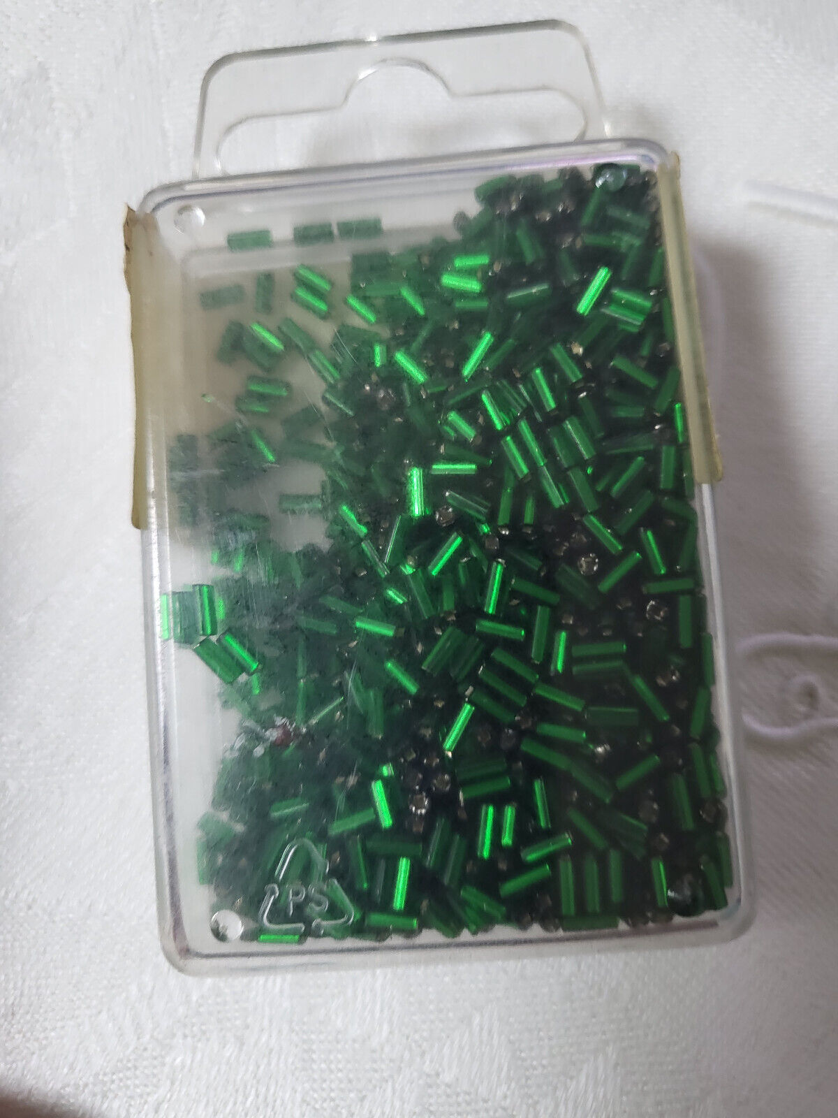 Lot 35 grammes de perles tube vert  n°106 mercerie broderie Lunéville