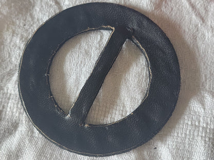 Enorme boucle de ceinture ancienne noir daim grosse  7,8 cm  T0
