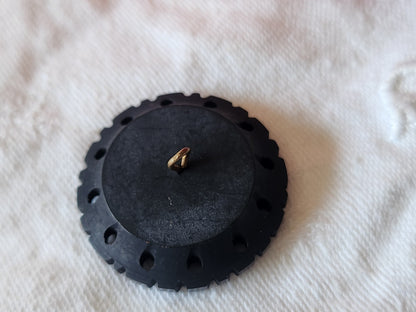 Gros bouton ancien collection bleu ajouré  original pied  3 cm G4J