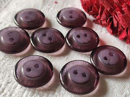 Lot 8 boutons vintage violet bord transparent 2 cm ref 1223