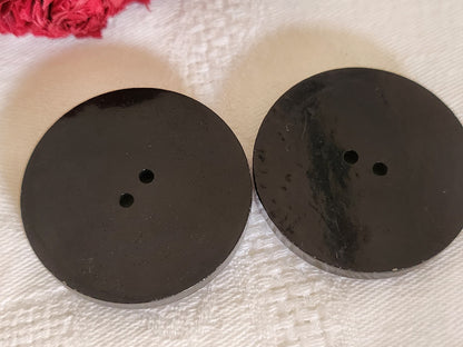 Duo gros boutons vintage noir XXL 3,9 cm ou 39 mm ref 5862