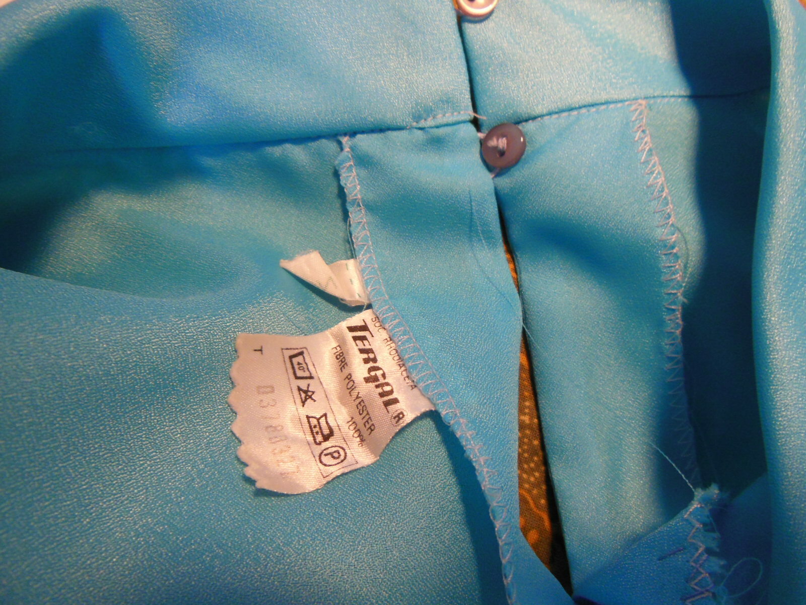 Pur vintage ancien débardeur bleu col haut Tergal taille 38/40 ? B1