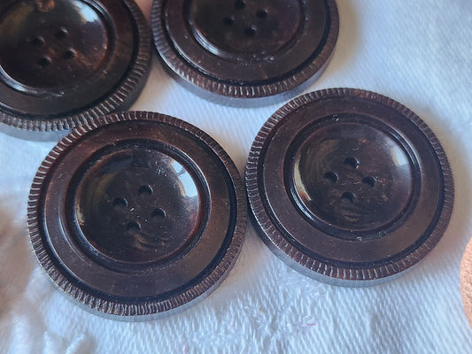 Lot 6 gros  boutons vintage marron marbré 3,1 cm ref 482