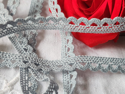 Dentelle vintage gris coton 3 métres sur 1,2 cm A6